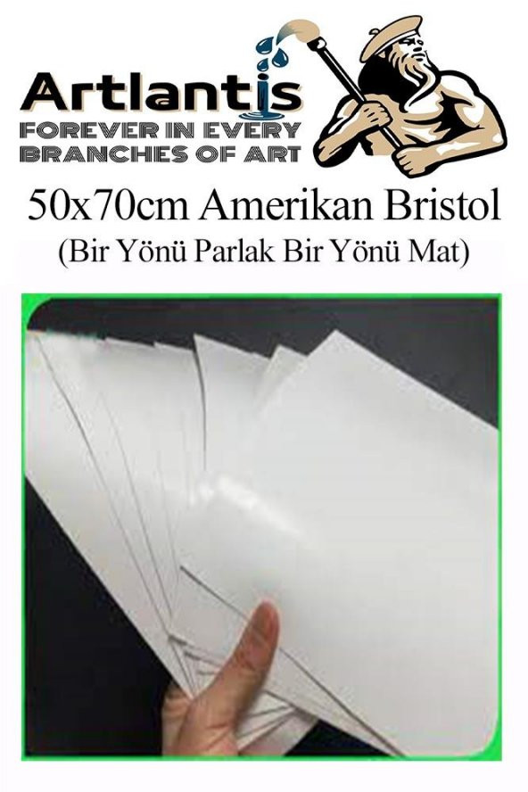 Amerikan Bristol Karton 25x35 cm 10 Adet 220 gr Bir Tarafı Parlak Bir Tarafı Mat Kağıt Biristol Karton ürün görseli 1