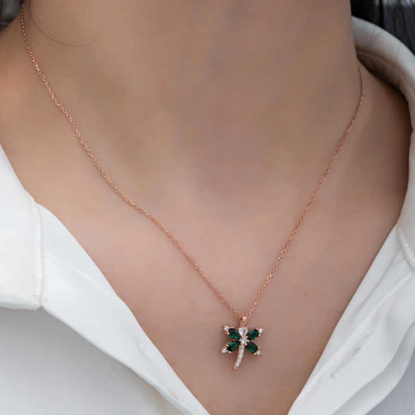 Gümüş Rose Yusufçuk Kadın Kolye - Resim 6
