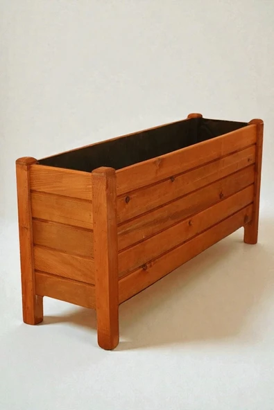 AKSYWOOD 100x30x50 cm Büyük Boy Ahşap Saksı, Dekoratif Çiçeklik, Dış Mekan Bitki Standı, Dayanıklı Ahşap Bahçe Saksısı, Çiçeklik Ara Bölme ürün görseli 1
