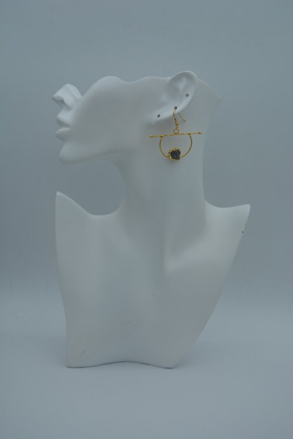 STONEAGE JEWELLERY Kuvars Taşlı Taşarım Küpe Altın Rengi ürün görseli 1