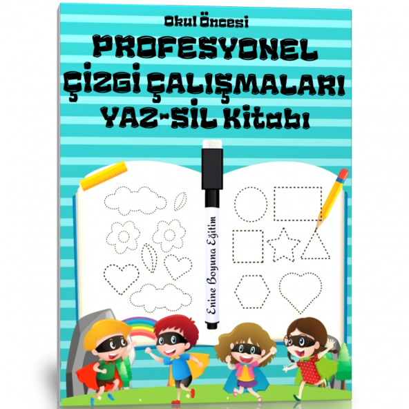 Okul Öncesi Profesyonel Çizgi Çalışmaları YAZ-SİL Kitabı ürün görseli 1