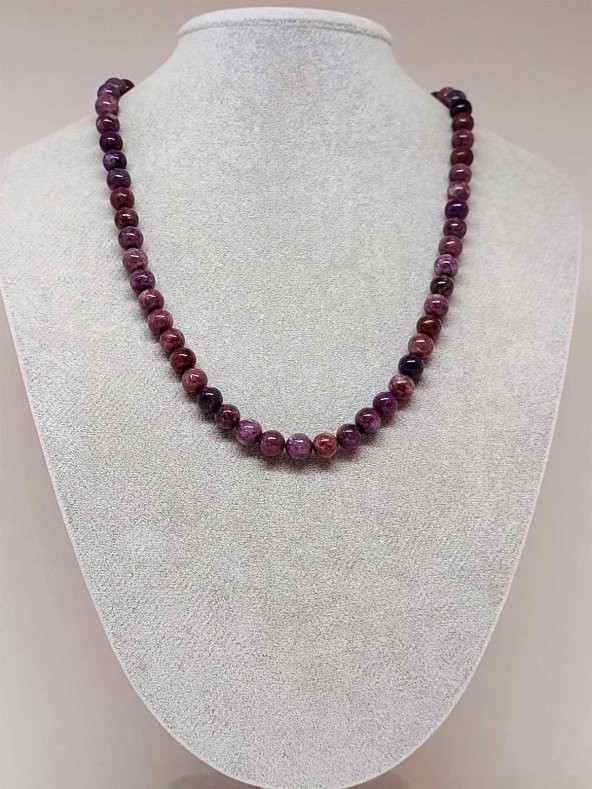 Lepidolit Taşı Kolye 8mm (Sabit Klipsli) ürün görseli 1