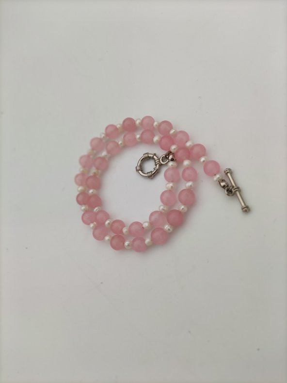STONEAGE Pembe Kuvars ve İnci Şifa Kolyesi - Resim 4