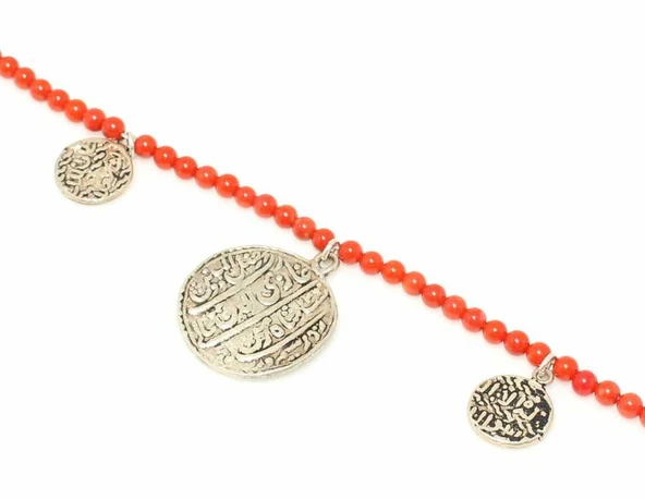 925 Ayar Gümüş Paralı Mercan Bileklik ürün görseli 1