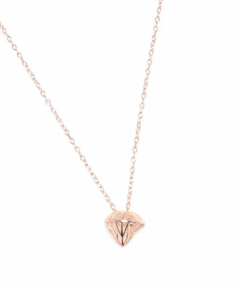 925 Ayar Gümüş Diamond Kolye, Pembe - Resim 2