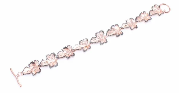 925 Ayar Rose Gümüş Yaprağı Bileklik ürün görseli 1