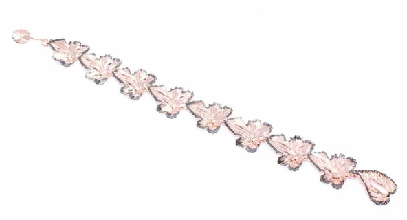 925 Ayar Rose Gümüş Yaprak Bileklik - Resim 2