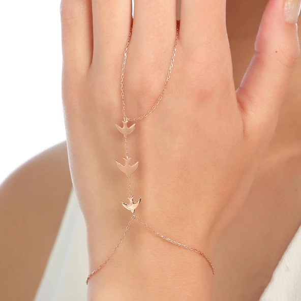 925 Ayar Rose Gümüş Üçlü Kırlangıç Model Şahmeran ürün görseli 1