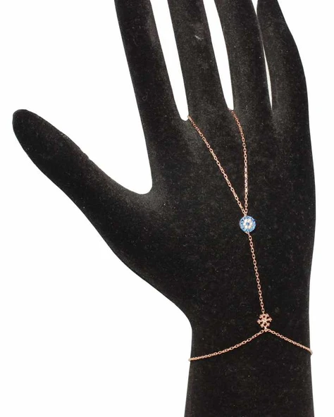 925 Ayar Rose Gümüş Minik Nazar Boncuğu ve Kar tanesi Modeli Şahmeran ürün görseli 1