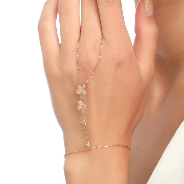 925 Ayar Rose Gümüş 3 Parça Taşlı Kelebek Modeli Şahmeran ürün görseli 1