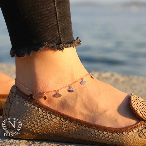 925 Ayar Rose Gümüş Göz Model Halhal - Resim 9