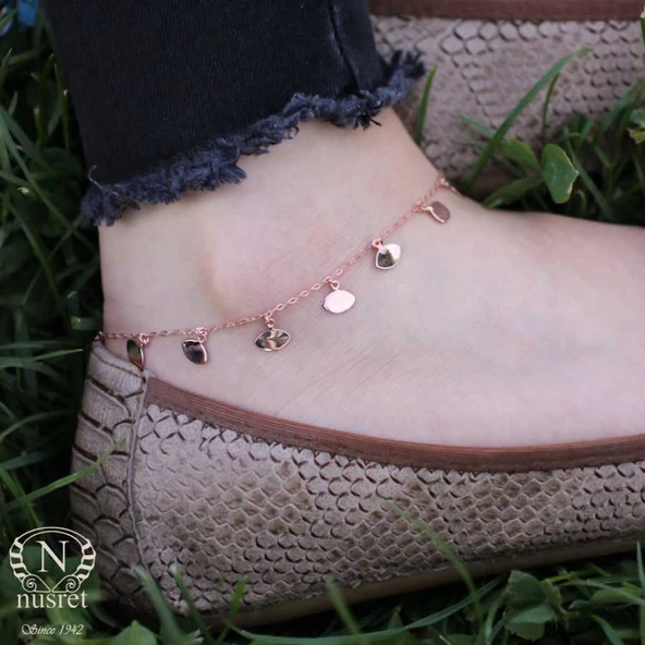 925 Ayar Rose Gümüş Göz Model Halhal - Resim 2