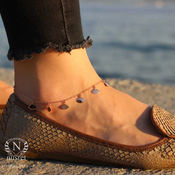 925 Ayar Rose Gümüş Göz Model Halhal - Resim 5