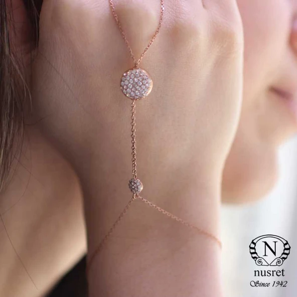 925 Ayar Rose Gümüş Yarım Yuvarlak Taşlı Şahmeran ürün görseli 1