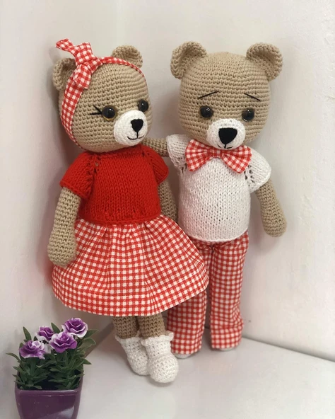 Aşık Ayıcıklar Amigurumi Organik Oyuncak ürün görseli 1