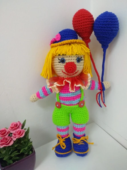 Maskot Sevimli Palyaço Amigurumi Organik Oyuncak ürün görseli 1