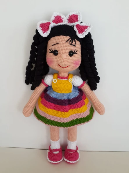 Kıvırcık Kız Bebek Amigurumi Organik Oyuncak ürün görseli 1
