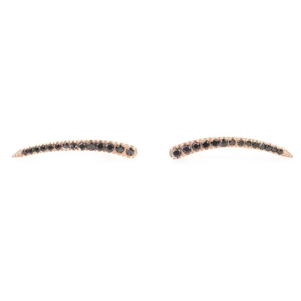 925 Ayar Gümüş Siyah Taşlı Earcuff Küpe - Resim 2