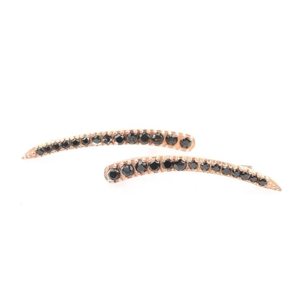 925 Ayar Gümüş Siyah Taşlı Earcuff Küpe ürün görseli 1