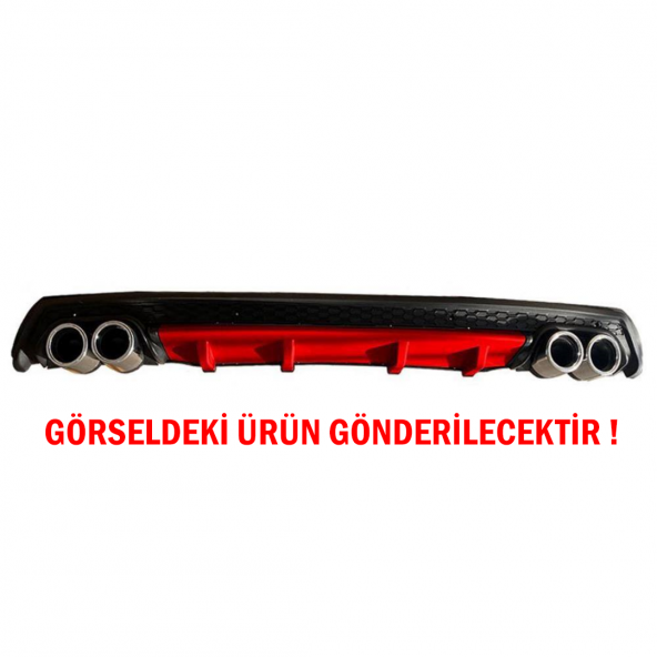 Volkswagen Polo MK5 Difüzör Arka Tampon Eki 4 Egzoz Çıkışlı Kırmızı Lüx Tip ürün görseli 1