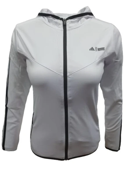 Adidas A0778 Kadın Dalgıç Kolu Şeritli Tam Fermuarlı Sweatshirt ürün görseli 1
