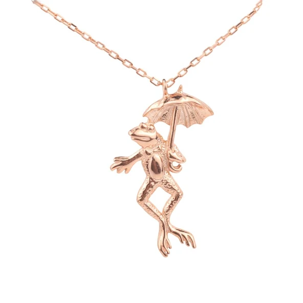 925 Ayar Gümüş Kurbağa Kermit Kolye, Beyaz - Resim 8