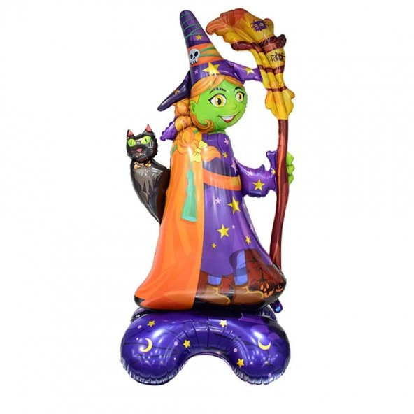 Halloween Ayaklı Cadı Folyo Balon 128x65 cm ürün görseli 1