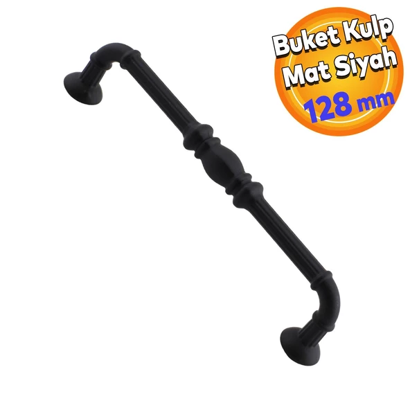 Buket Mobilya Mutfak Dolabı Çekmece Dolap Kapak Kulpu Kulpları Kulbu Mat Siyah 128 Mm Metal Kulp ürün görseli 1