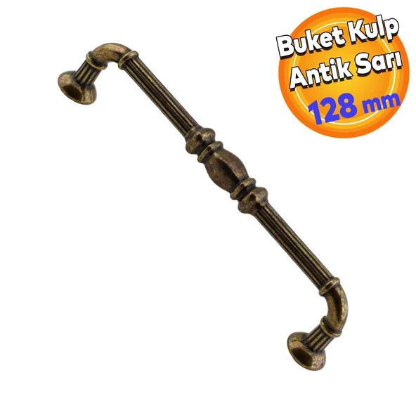 Buket Eskitme Antik Sarı (128 mm-12.8 cm) Metal Mobilya Mutfak Çekmece Dolap Kulpu Kulbu Kulpları ürün görseli 1