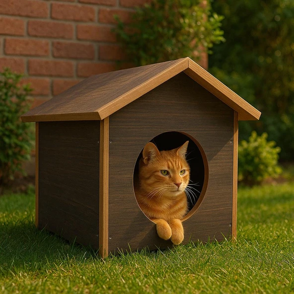 Catmozz Sokak Hayvanlarına Dış Mekan Yağmura Soğuğa Dayanıklı Çatılı Kedi Evi ürün görseli 1