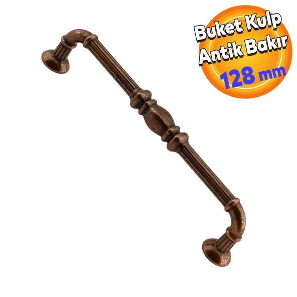 Buket Eskitme Antik Bakır (128 mm-12.8 cm) Metal Mobilya Mutfak Çekmece Dolap Kulpu Kulbu Kulpları ürün görseli 1