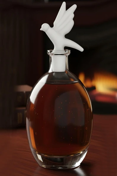 Paşabahçe El İmalatı Kristal Mat Cam Kuş Tıpalı Oval Karaf Şişe 1000 cc 92147 ürün görseli 1