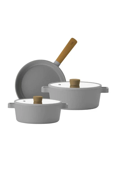 Neoflam Fika Gri Tencere ve Tava Seti 5 Parça D-NEOGS5 ürün görseli 1