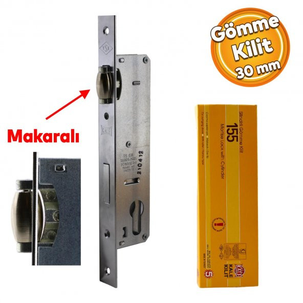 Kale Kapı PVC Kapı Çelik Ahşap Kapı Gömme Kilit Gövde Kilidi Gövdesi Silindirli Yale Makaralı 30 mm ürün görseli 1