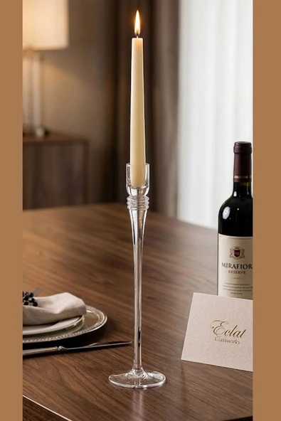 Paşabahçe El İmalatı  Kristal Mumluk Uzun Ayaklı 1 Adet 40 cm 31282 ürün görseli 1