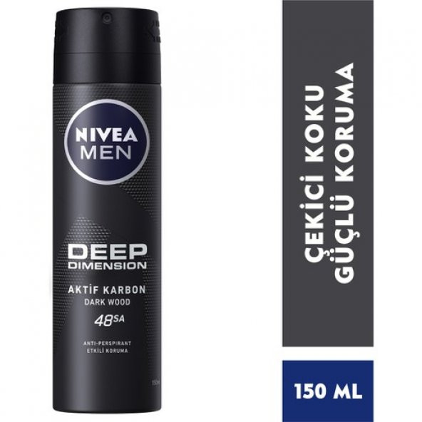 NIVEA Men Erkek Sprey Deodorant Deep Dimension 48 Saat Anti-perspirant Koruma 150ml,Erkeksi Koku ürün görseli 1