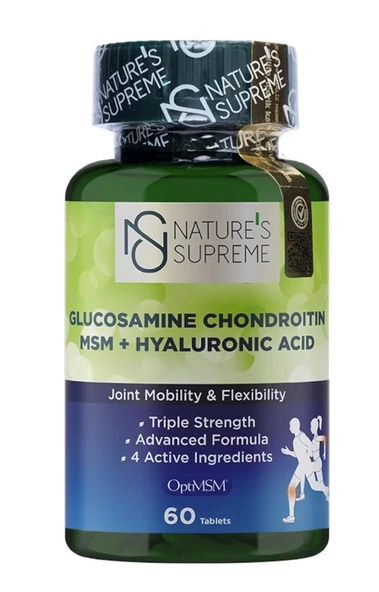 Natures Supreme Glucosamine Chondroitin MSM + Hyaluronic Acid 60 Tablet ürün görseli 1