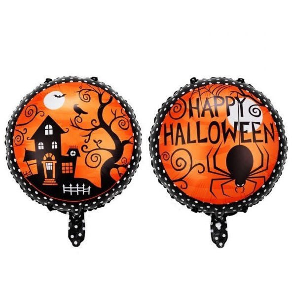 Yuvarlak Örümcekli Halloween  Folyo Balon 18 inç ürün görseli 1