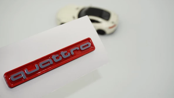DK Tuning Quattro Gri Kırmızı ABS Bagaj Logo Amblem Audi İle Uyumlu ürün görseli 1