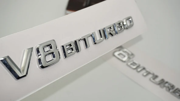 DK Tuning Benz V8 Biturbo Çamurluk Yanı Logo Amblem 2 Li Set ürün görseli 1
