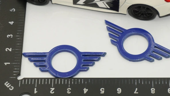 DK Tuning Mini Cooper Kapı Pimi Çerçeveleri Mavi ABS Logo Arma Seti - Resim 2