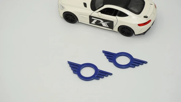 DK Tuning Mini Cooper Kapı Pimi Çerçeveleri Mavi ABS Logo Arma Seti - Resim 3