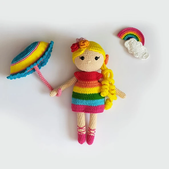 Rainbow Bebek Amigurumi Organik Oyuncak ürün görseli 1
