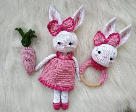 Havuçlu Tavşan Yeni Doğan Seti Amigurumi Organik Oyuncak ürün görseli 1
