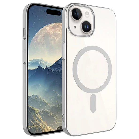 iPhone 15 Plus Kılıf Wireless Şarj Özellikli Pixel Magsafe Kapak ürün görseli 1