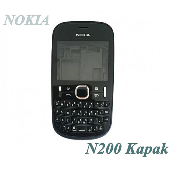 Nokia N200 Kapak Nokia 200 uyumlu Siyah Orta Kasa ön Kapak Arka Kapak Tuş Takımı ürün görseli 1