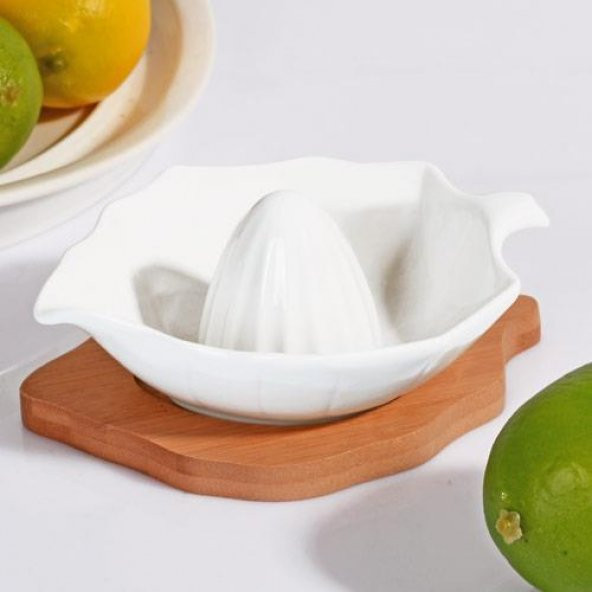 Ksv bambu altlıklı porselen limon sıkacağı ürün görseli 1
