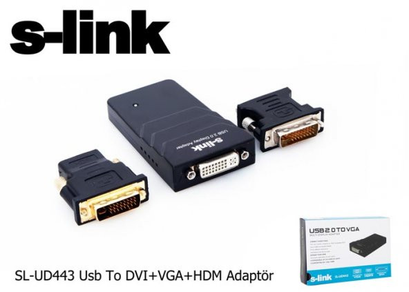 S-link SL-UD443 Usb To DVI+VGA Adaptör ürün görseli 1