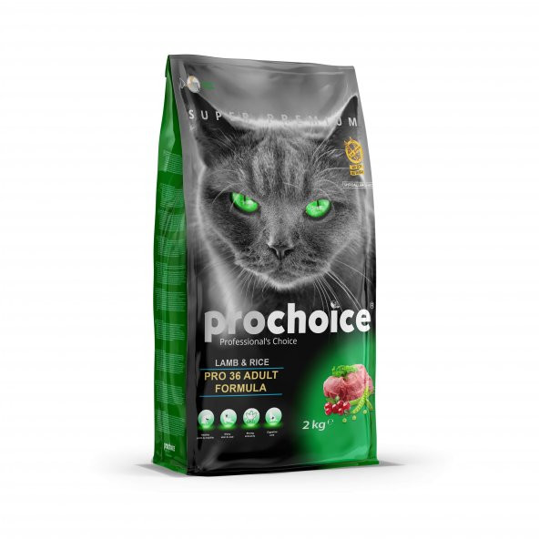 Prochoice Cat Pro 36 Yetişkin Kuzulu Pirinçli Kedi Maması 2 Kg ürün görseli 1