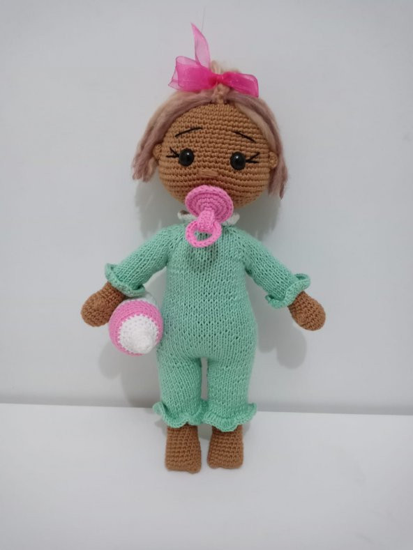 Esmer Masum Bebek Uyku Arkadaşı Amigurumi Organik Oyuncak ürün görseli 1